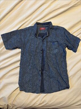 Croft & Barrow Navy Paisley Short-Sleeve Button-Up Shirt for Kids